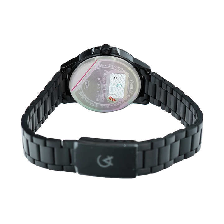 Jam Tangan Alexandre Christie Primo Steel AC 1008 LDBIPBARG Women Black Dial Black Stainless Steel Strap