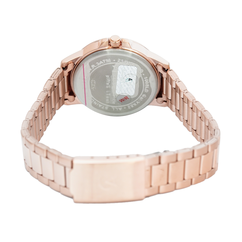 Jam Tangan Alexandre Christie Primo Steel AC 1008 LDBRGSL Women White Dial Rose Gold Stainless Steel Strap