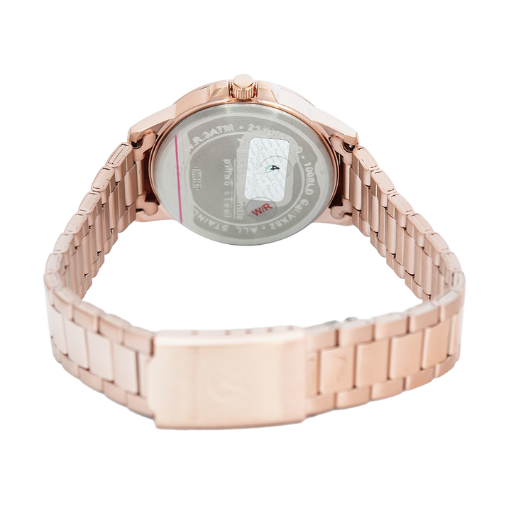 Jam Tangan Alexandre Christie Primo Steel AC 1008 LDBRGSL Women White Dial Rose Gold Stainless Steel Strap