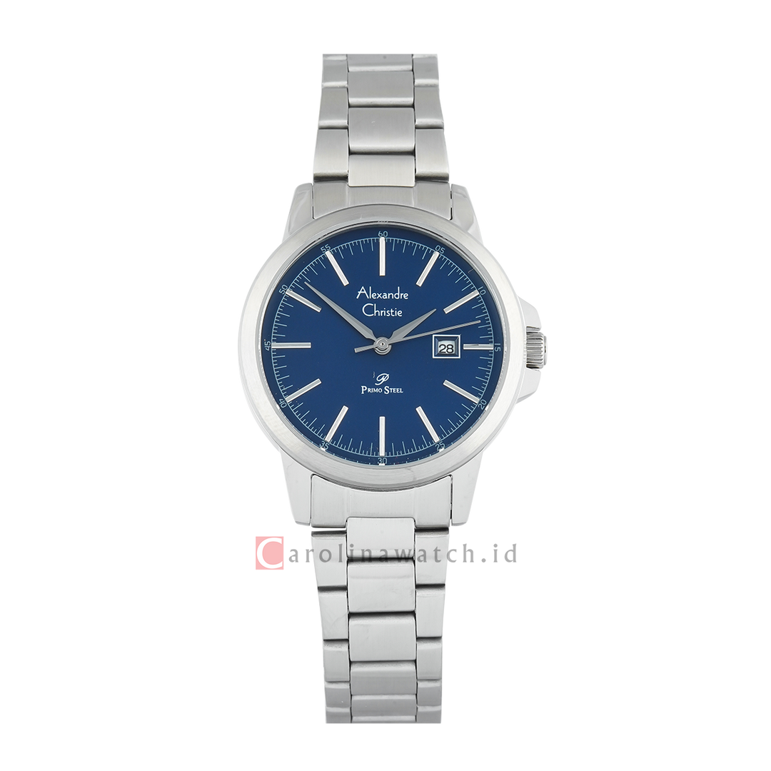 Jam Tangan Alexandre Christie Primo Steel AC 1008 LDBSSBU Women Blue Dial Stainless Steel Strap