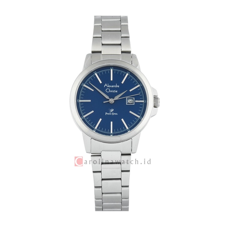 Jam Tangan Alexandre Christie Primo Steel AC 1008 LDBSSBU Women Blue Dial Stainless Steel Strap
