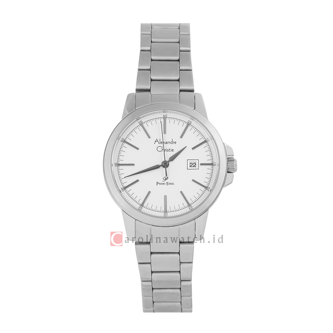 Jam Tangan Alexandre Christie Primo Steel AC 1008 LDBSSSL Women White Dial Stainless Steel Strap