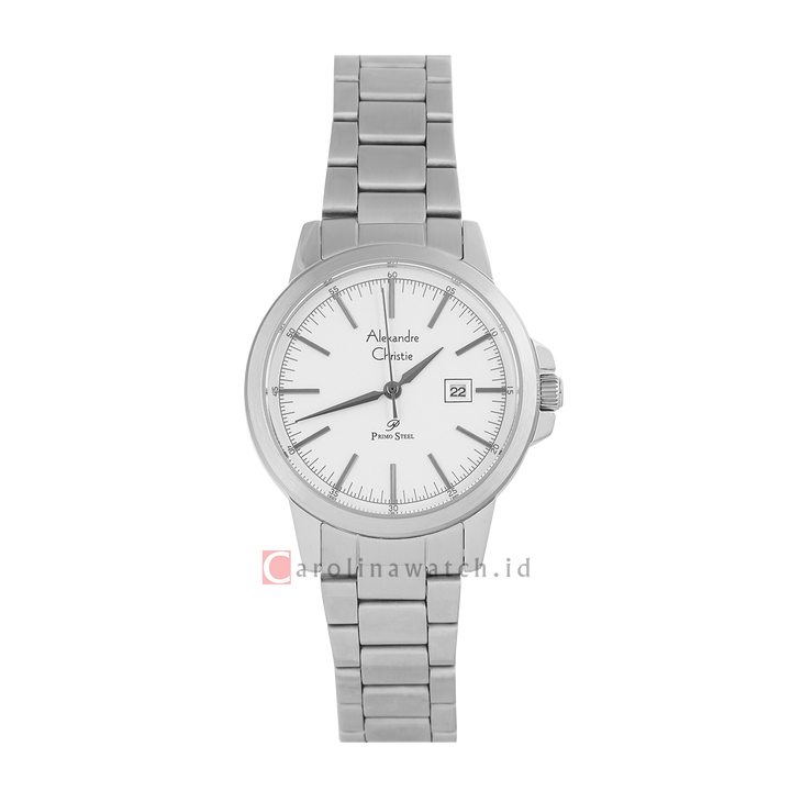 Jam Tangan Alexandre Christie Primo Steel AC 1008 LDBSSSL Women White Dial Stainless Steel Strap