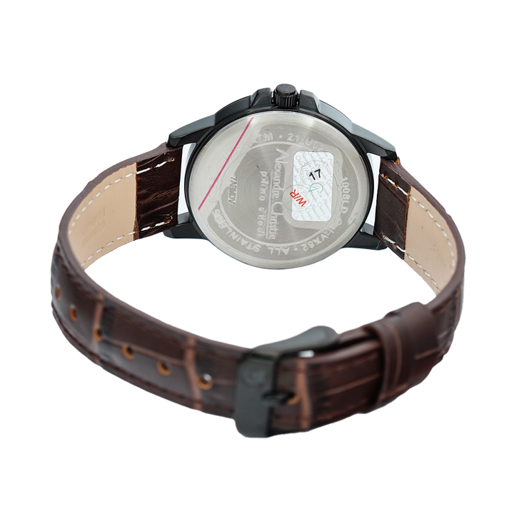 Jam Tangan Alexandre Christie Primo Steel AC 1008 LDLIPBARG Women Black Dial Brown leather Strap