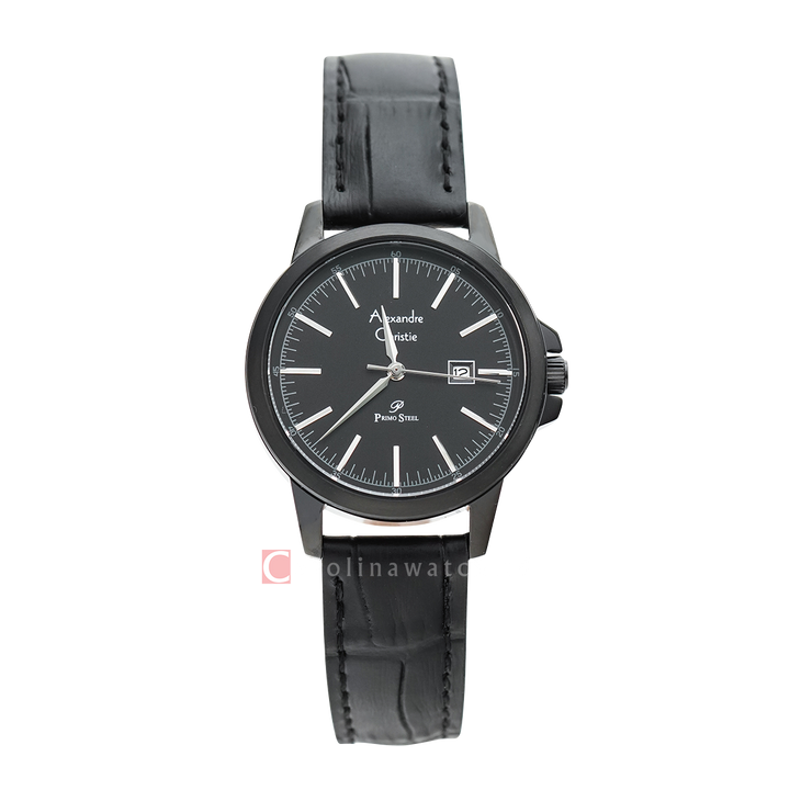 Jam Tangan Alexandre Christie Primo Steel AC 1008 LDLIPBARG Women Black Dial Brown leather Strap