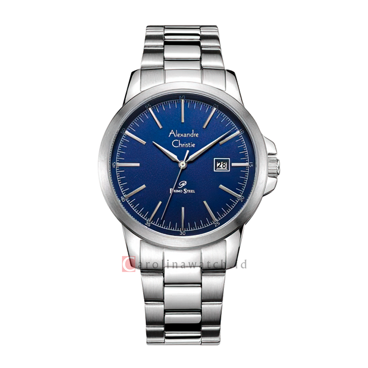 Jam Tangan Alexandre Christie Primo Steel AC 1008 MDBSSBU Men Blue Dial Stainless Steel Strap