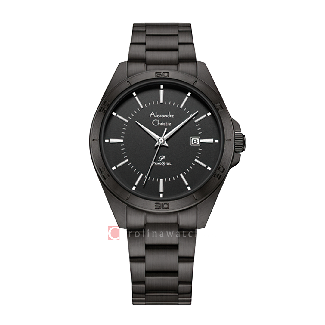 Jam Tangan Alexandre Christie Primo Steel AC 1011 LDBIPBASL Women Black Dial Black Stainless Steel Strap