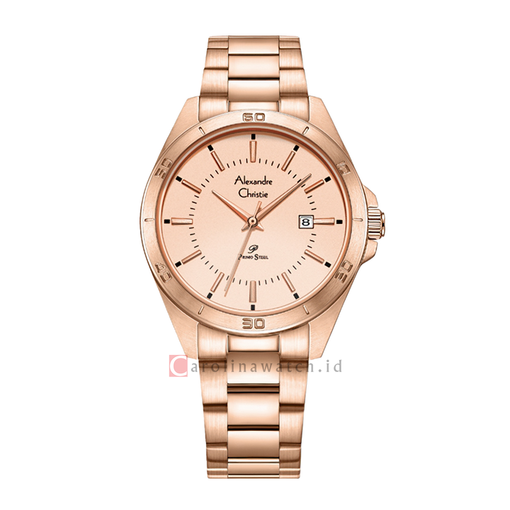 Jam Tangan Alexandre Christie Primo Steel AC 1011 LDBRGLN Women Rose Gold Dial Rose Gold Stainless Steel Strap