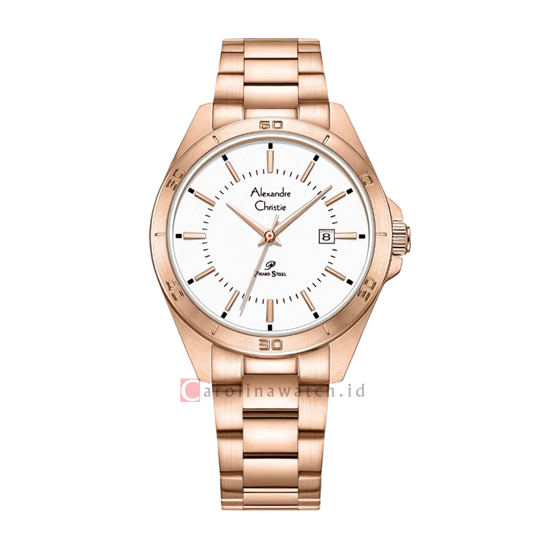 Jam Tangan Alexandre Christie Primo Steel AC 1011 LDBRGSL Women Silver Dial Rose Gold Stainless Steel Strap