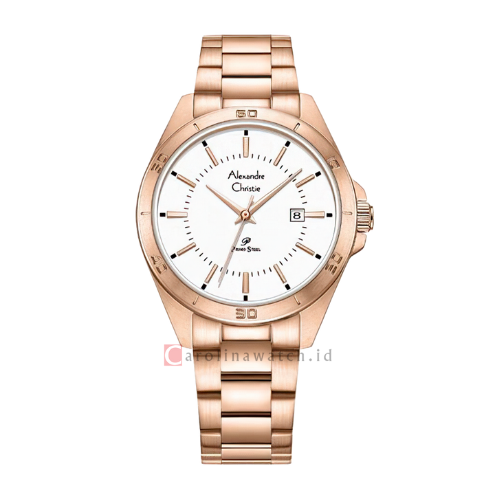 Jam Tangan Alexandre Christie Primo Steel AC 1011 LDBRGSL Women Silver Dial Rose Gold Stainless Steel Strap