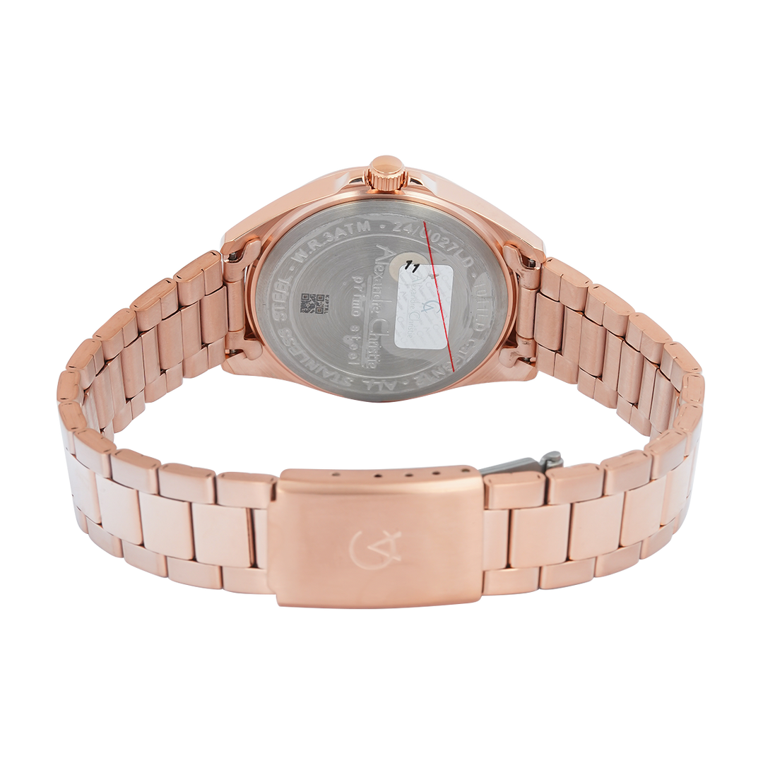 Jam Tangan Alexandre Christie Primo Steel AC 1011 LDBRGSL Women Silver Dial Rose Gold Stainless Steel Strap