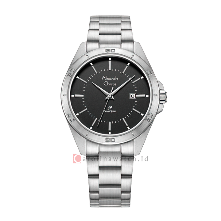 Jam Tangan Alexandre Christie Primo Steel AC 1011 LDBSSBA Women Black Dial Stainless Steel Strap