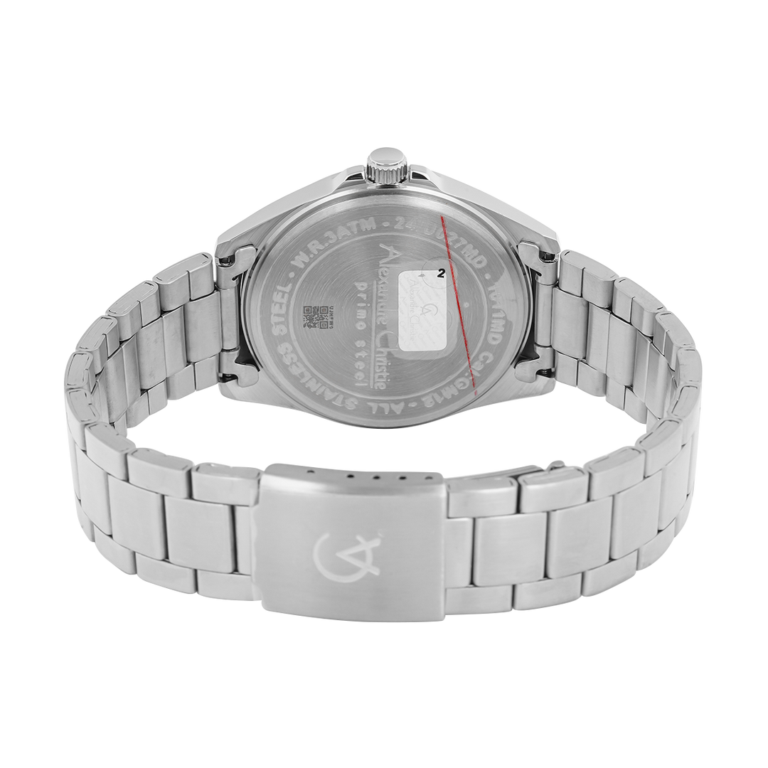 Jam Tangan Alexandre Christie Primo Steel AC 1011 MDBSSBA Men Black Dial Stainless Steel Strap
