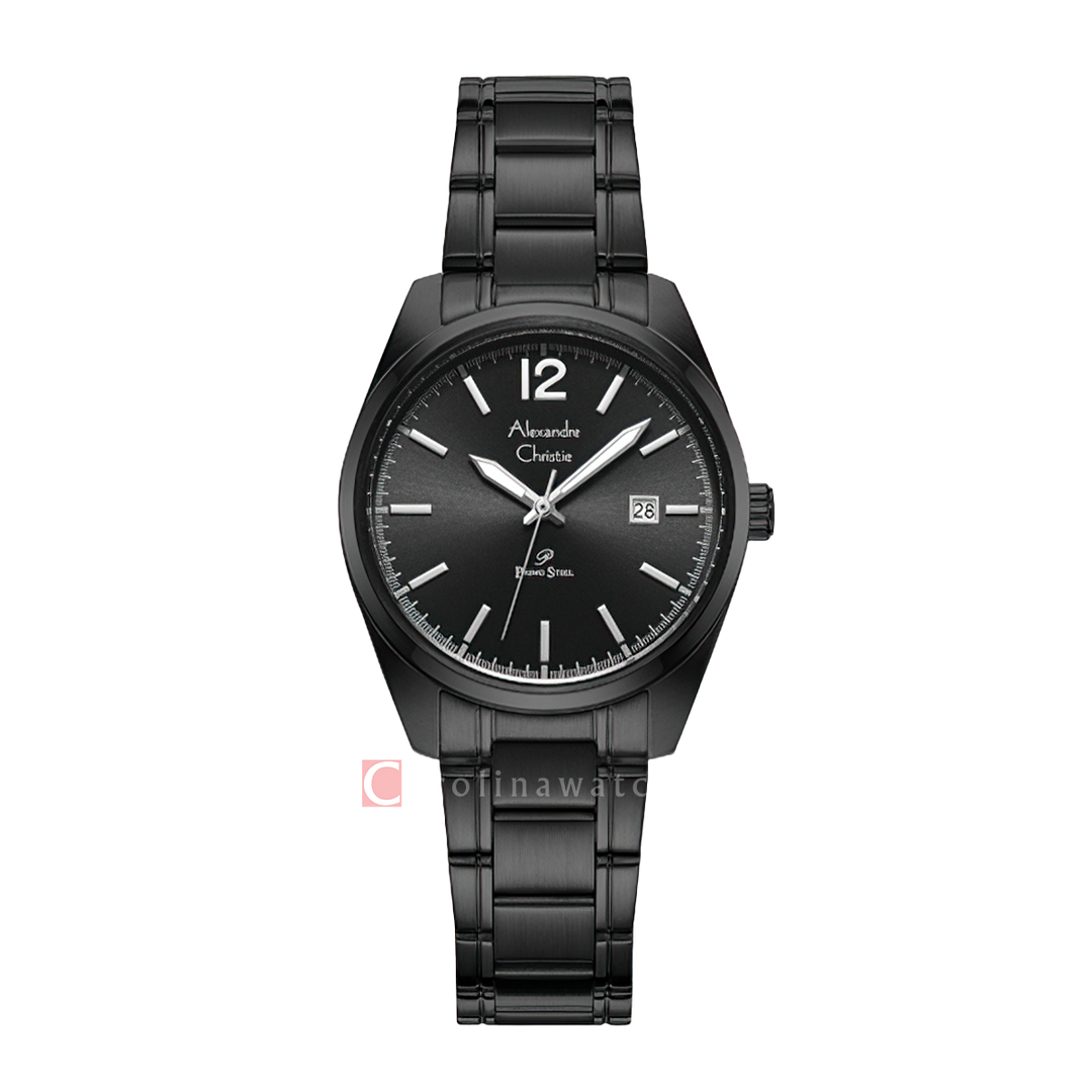 Jam Tangan Alexandre Christie Primo Steel AC 1012 LDBIPBA Women Black Dial Black Stainless Steel Strap