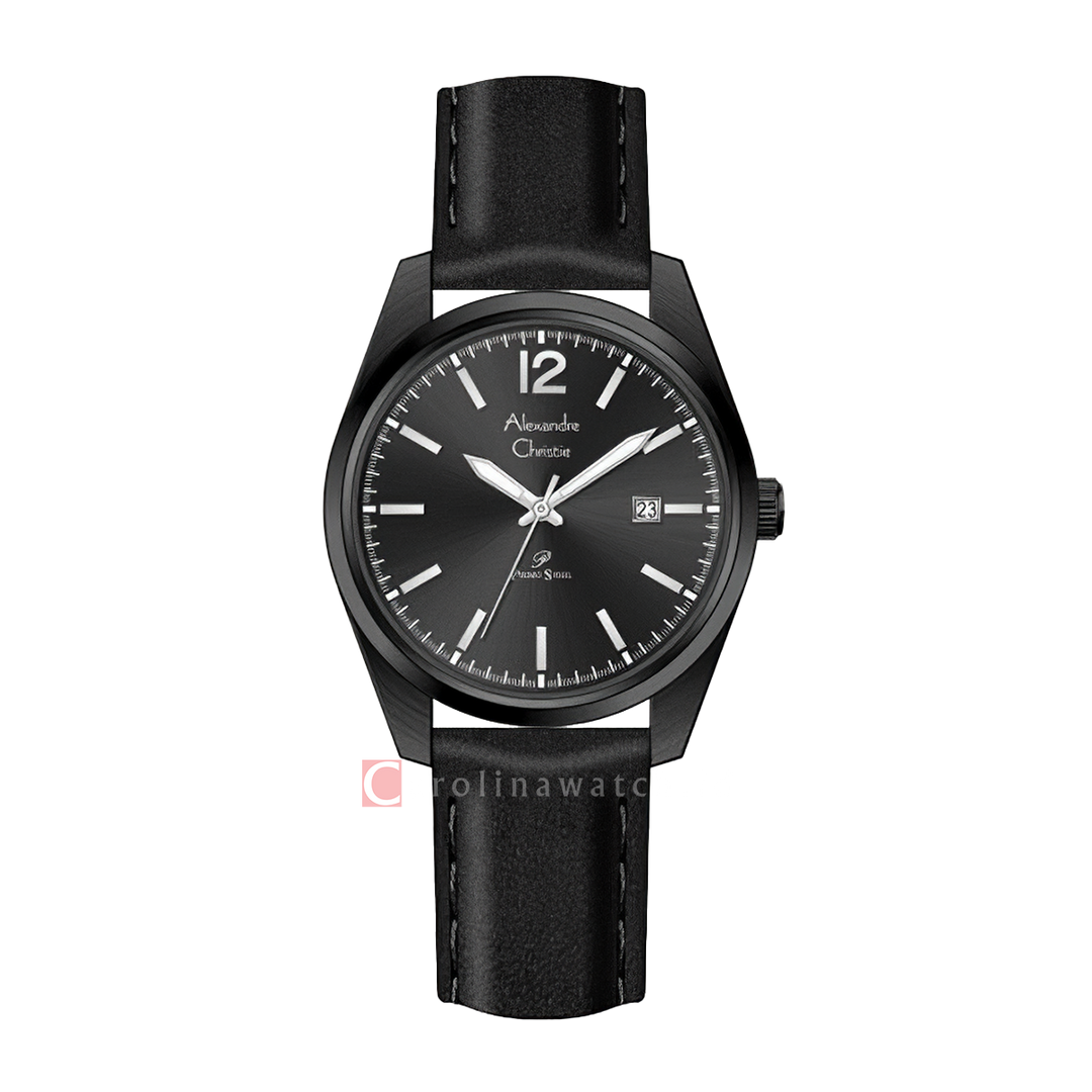 Jam Tangan Alexandre Christie Primo Steel AC 1012 LDLIPBA Women Black Dial Black Leather Strap