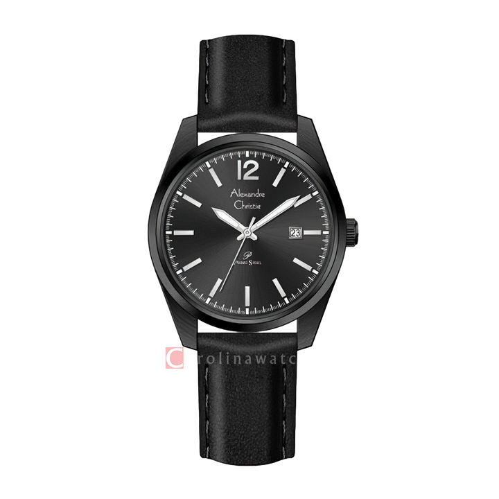 Jam Tangan Alexandre Christie Primo Steel AC 1012 LDLIPBA Women Black Dial Black Leather Strap