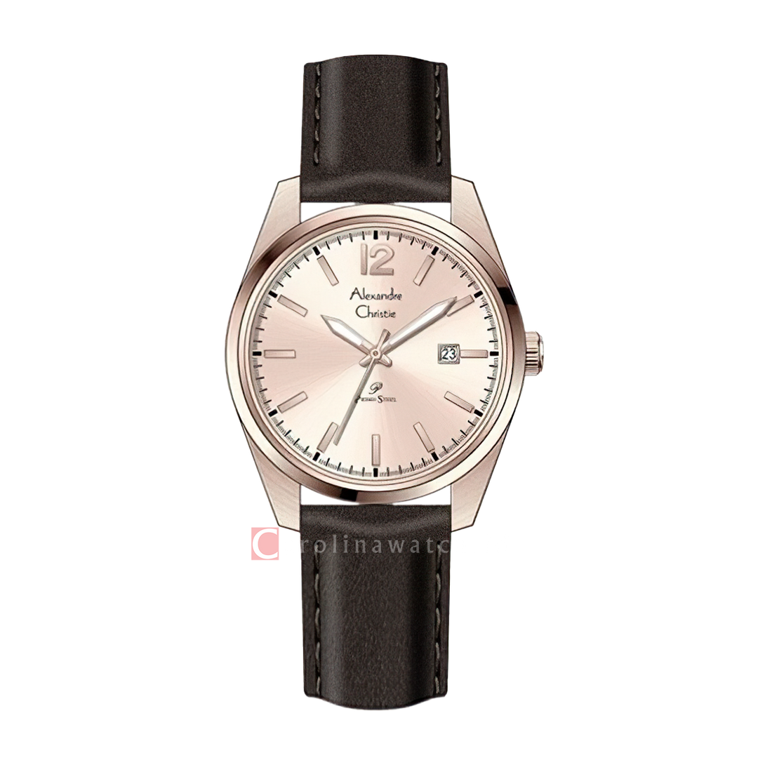 Jam Tangan Alexandre Christie Primo Steel AC 1012 LDLRGLN Women Rose Gold Dial Leather Strap