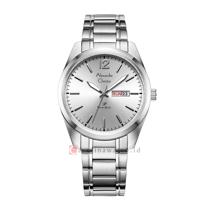 Jam Tangan Alexandre Christie Primo Steel AC 1012 MEBSSSLBA Men Silver Dial Stainless Steel Strap