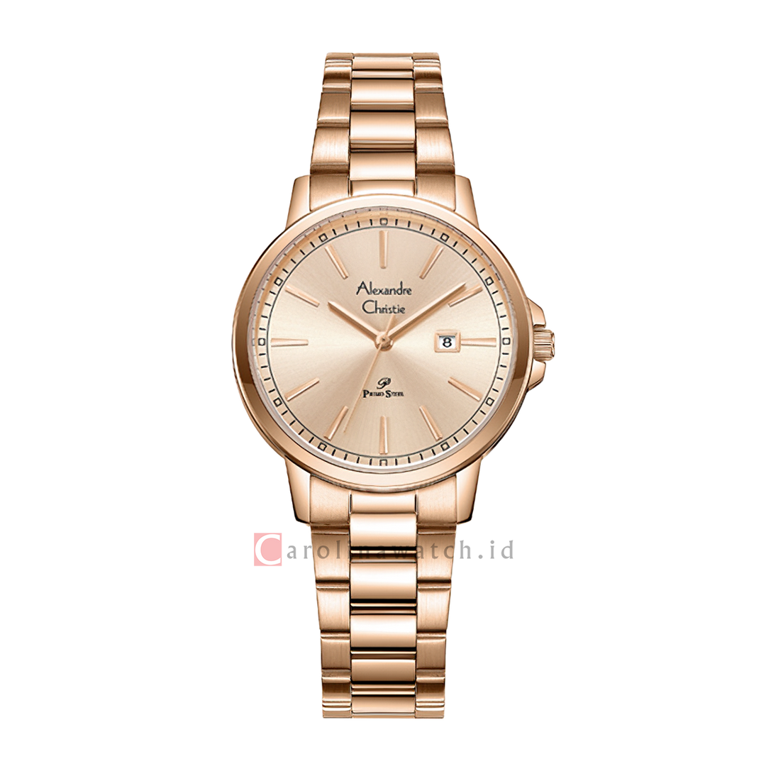 Jam Tangan Alexandre Christie AC 1014 LDBRGLN Women Rose Gold Dial Rose Gold Stainless Steel Strap