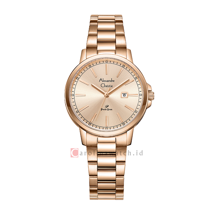 Jam Tangan Alexandre Christie AC 1014 LDBRGLN Women Rose Gold Dial Rose Gold Stainless Steel Strap