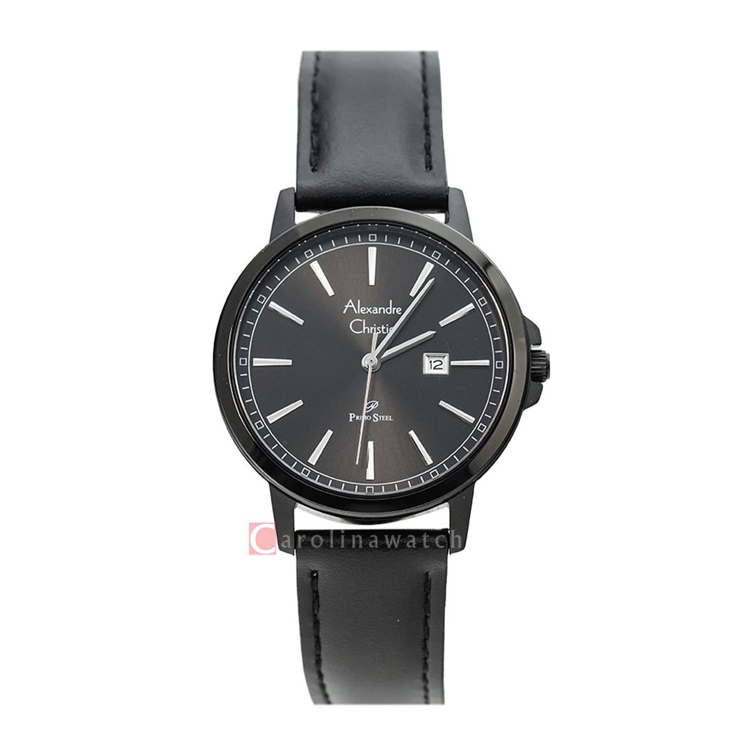 Jam Tangan Alexandre Christie Primo Steel AC 1014 LDLIPDG Women Black Dial Black Leather Strap