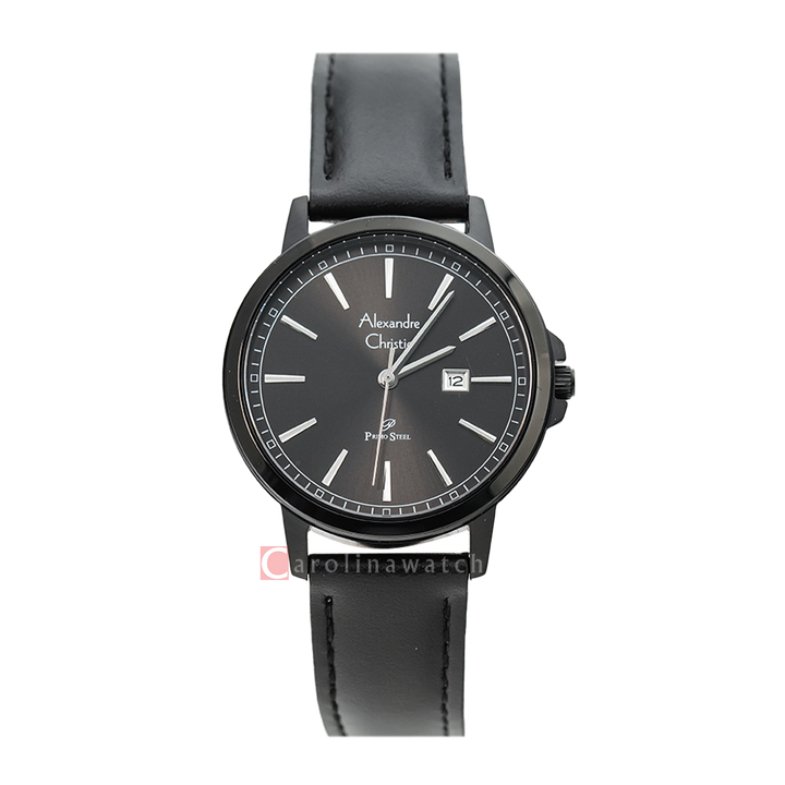 Jam Tangan Alexandre Christie Primo Steel AC 1014 LDLIPDG Women Black Dial Black Leather Strap