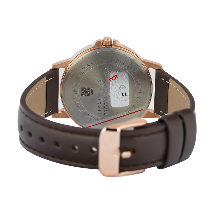 Jam Tangan Alexandre Christie Primo Steel AC 1014 LDLRGLN Women Rose Gold Dial Brown Leather Strap