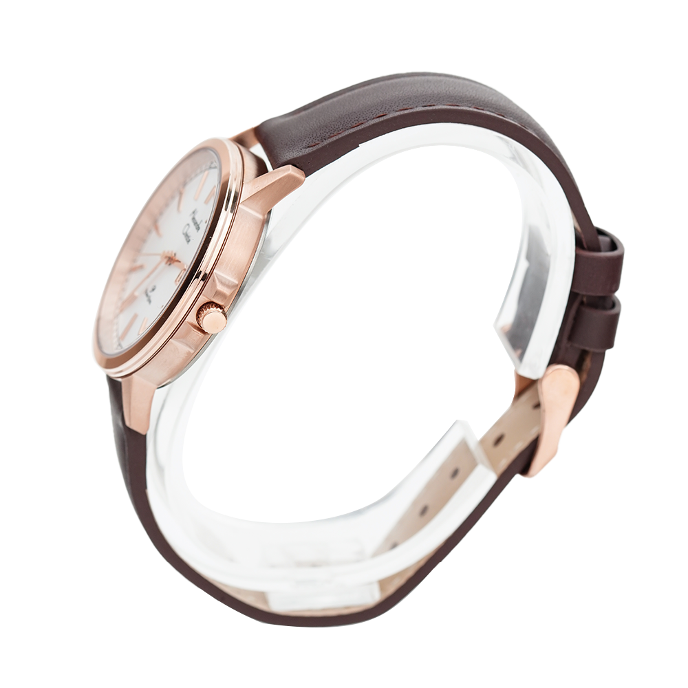 Jam Tangan Alexandre Christie Primo Steel AC 1014 LDLRGSL Women Silver Dial Dark Brown Leather Strap