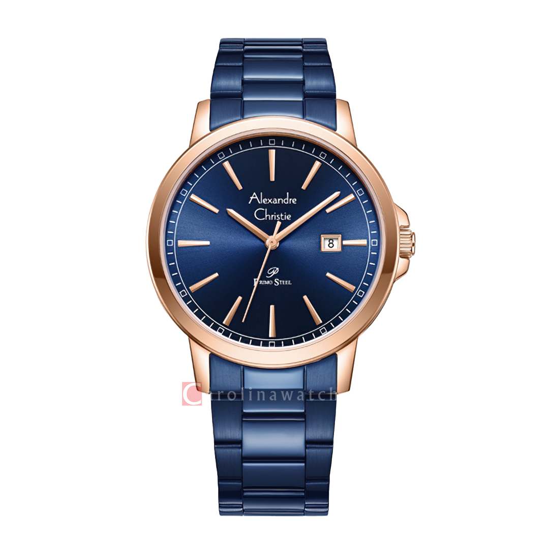 Jam Tangan Alexandre Christie Primo Steel AC 1014 MDBURBU Men Blue Dial Blue Stainless Steel Strap