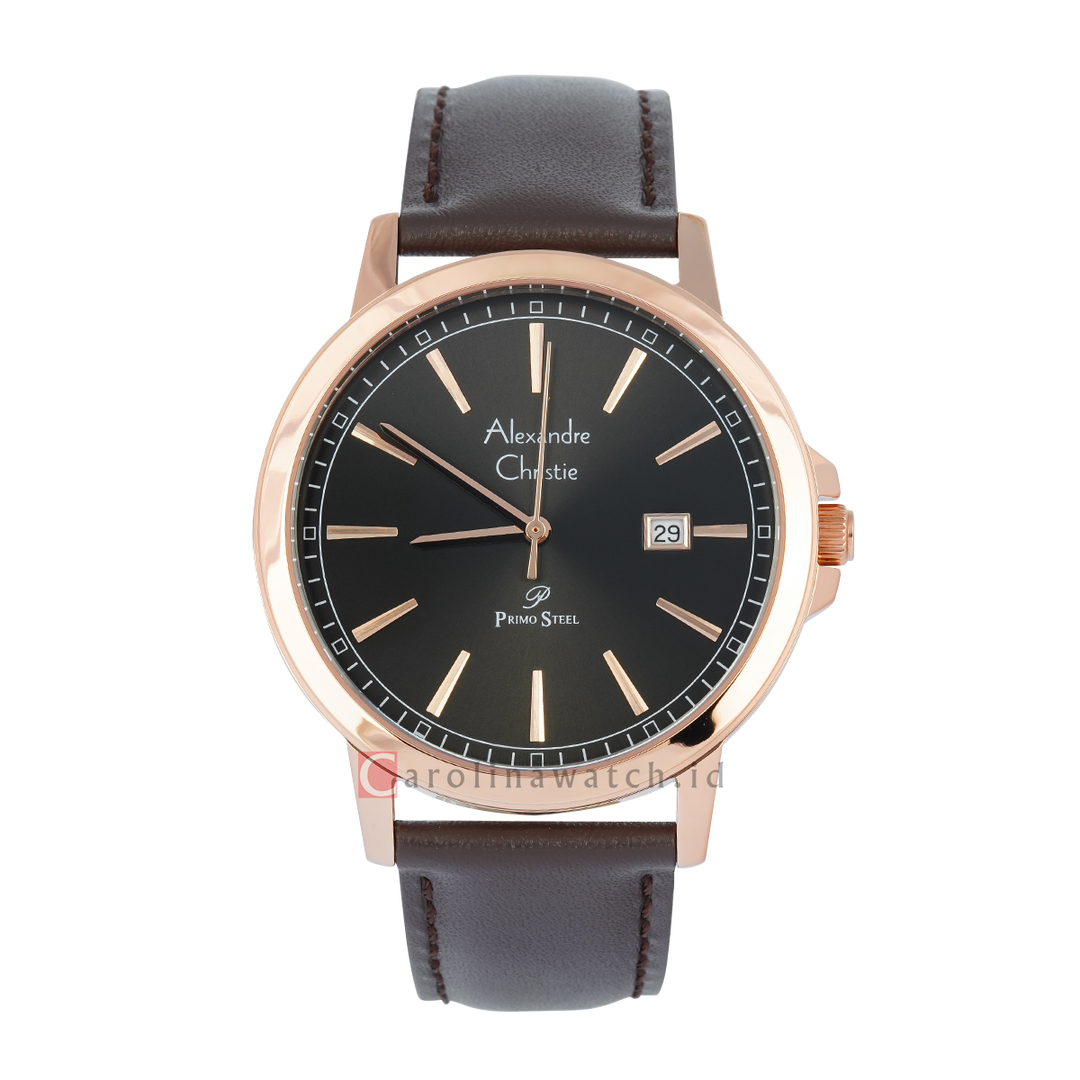 Jam Tangan Alexandre Christie AC 1014 MDLRGDG Men Black Dial Black Leather Strap