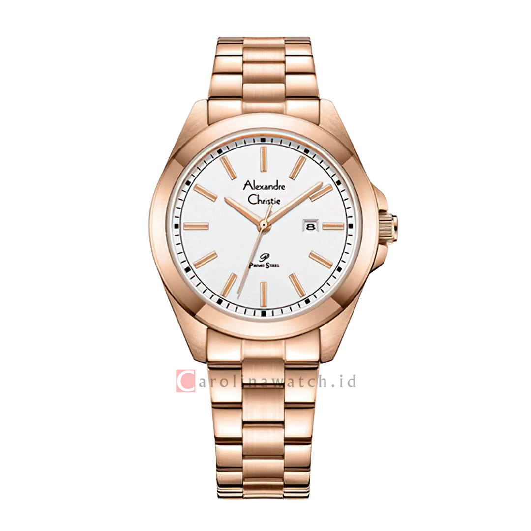 Jam Tangan Alexandre Christie Primo Steel AC 1015 LDBRGSL Women Silver Dial Rose Gold Stainless Steel Strap