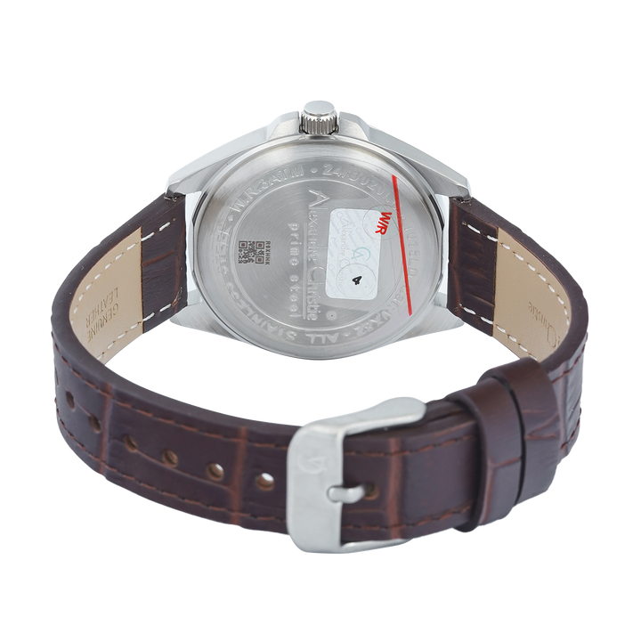 Jam Tangan Alexandre Christie Primo Steel AC 1015 LDLSSSLBO Women Silver Dial Brown Leather Strap