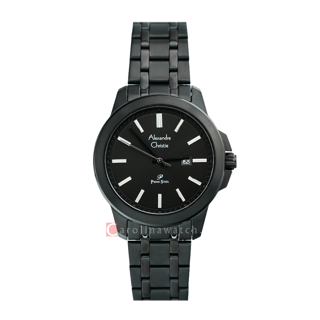 Jam Tangan Alexandre Christie Primo Steel AC 1017 LDBIPBA Women Black Dial Black Stainless Steel Strap
