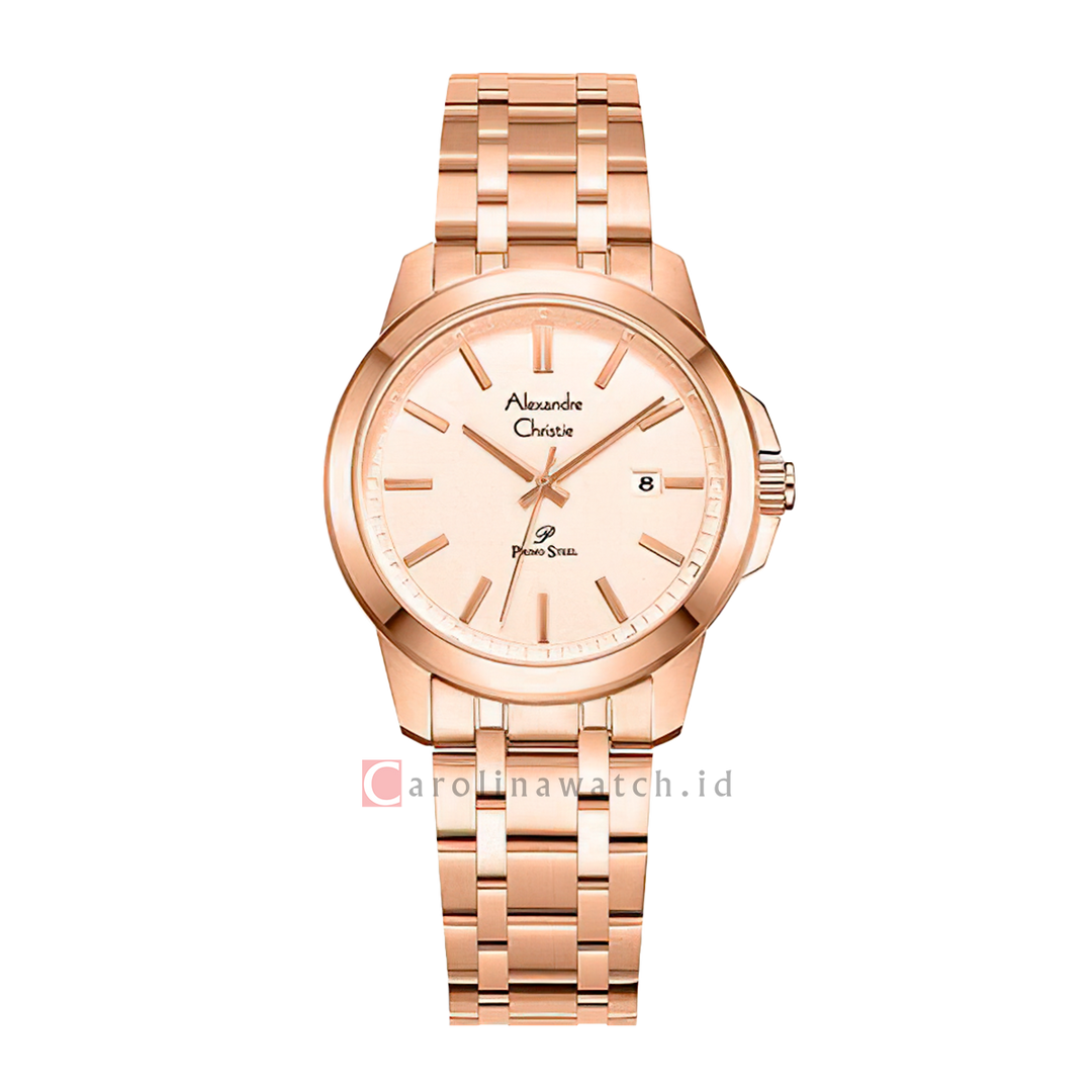 Jam Tangan Alexandre Christie Primo Steel AC 1017 LDBRGLN Women Rose Gold Dial Rose Gold Stainless Steel Strap