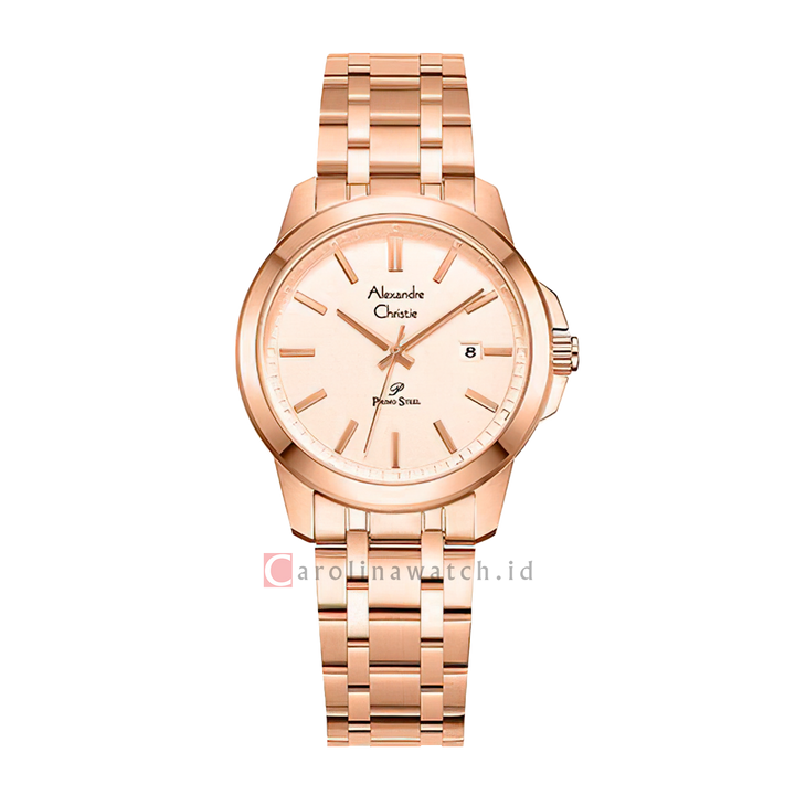 Jam Tangan Alexandre Christie Primo Steel AC 1017 LDBRGLN Women Rose Gold Dial Rose Gold Stainless Steel Strap