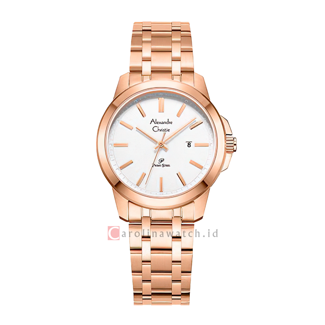 Jam Tangan Alexandre Christie Primo Steel AC 1017 LDBRGSL Women Silver Dial Rose Gold Stainless Steel Strap