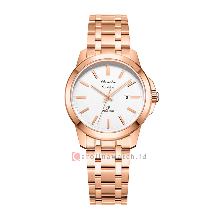 Jam Tangan Alexandre Christie Primo Steel AC 1017 LDBRGSL Women Silver Dial Rose Gold Stainless Steel Strap