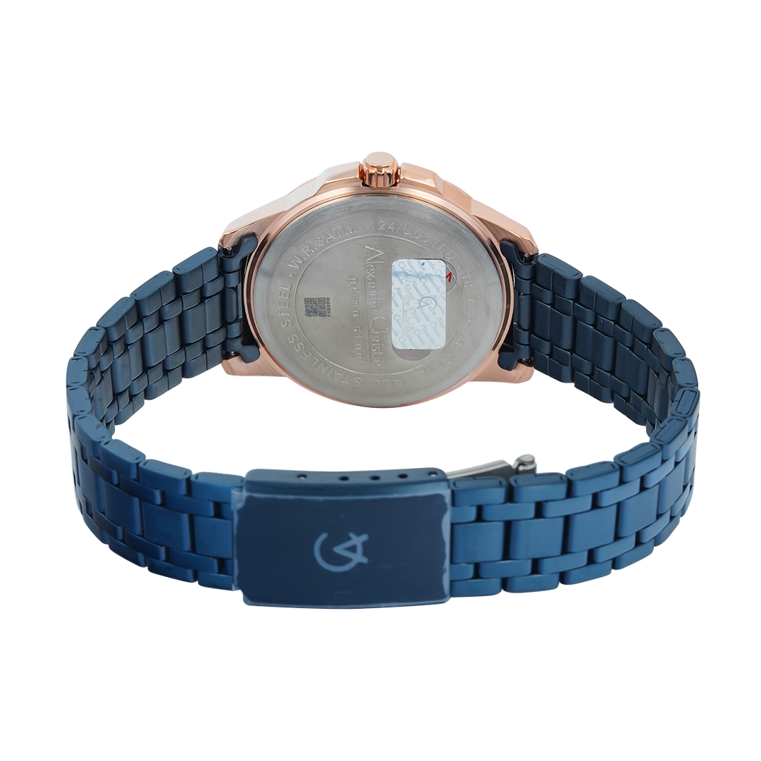 Jam Tangan Alexandre Christie Primo Steel AC 1017 LDBURBU Women Blue Dial Blue Stainless Steel Strap