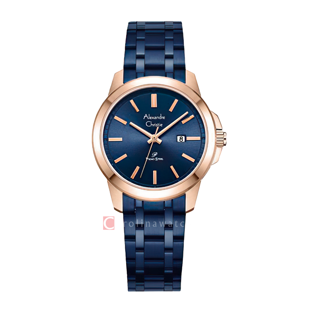 Jam Tangan Alexandre Christie Primo Steel AC 1017 LDBURBU Women Blue Dial Blue Stainless Steel Strap