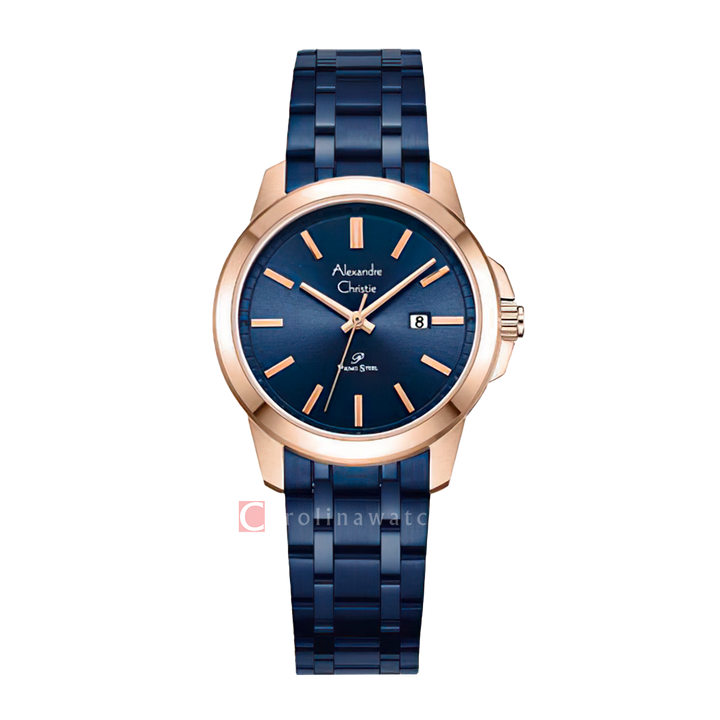 Jam Tangan Alexandre Christie Primo Steel AC 1017 LDBURBU Women Blue Dial Blue Stainless Steel Strap