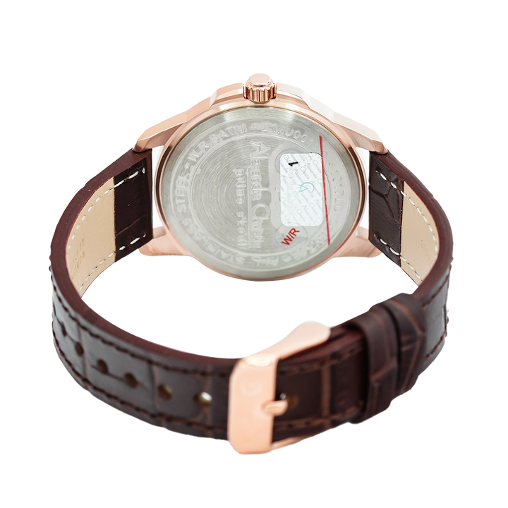 Jam Tangan Alexandre Christie Primo Steel AC 1017 LDLRGLN Women Rose Gold Dial Brown Leather Strap