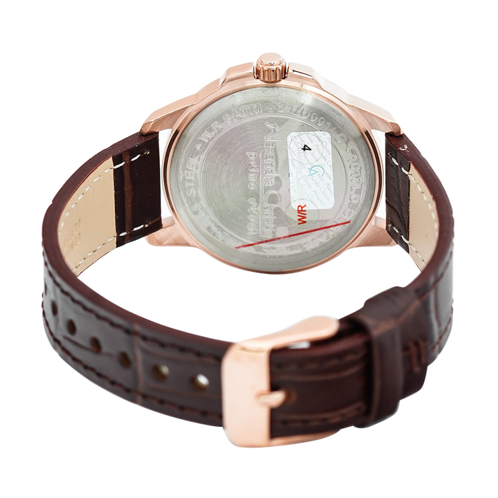 Jam Tangan Alexandre Christie Primo Steel AC 1017 LDLRGSL Women Silver Dial Brown Leather Strap