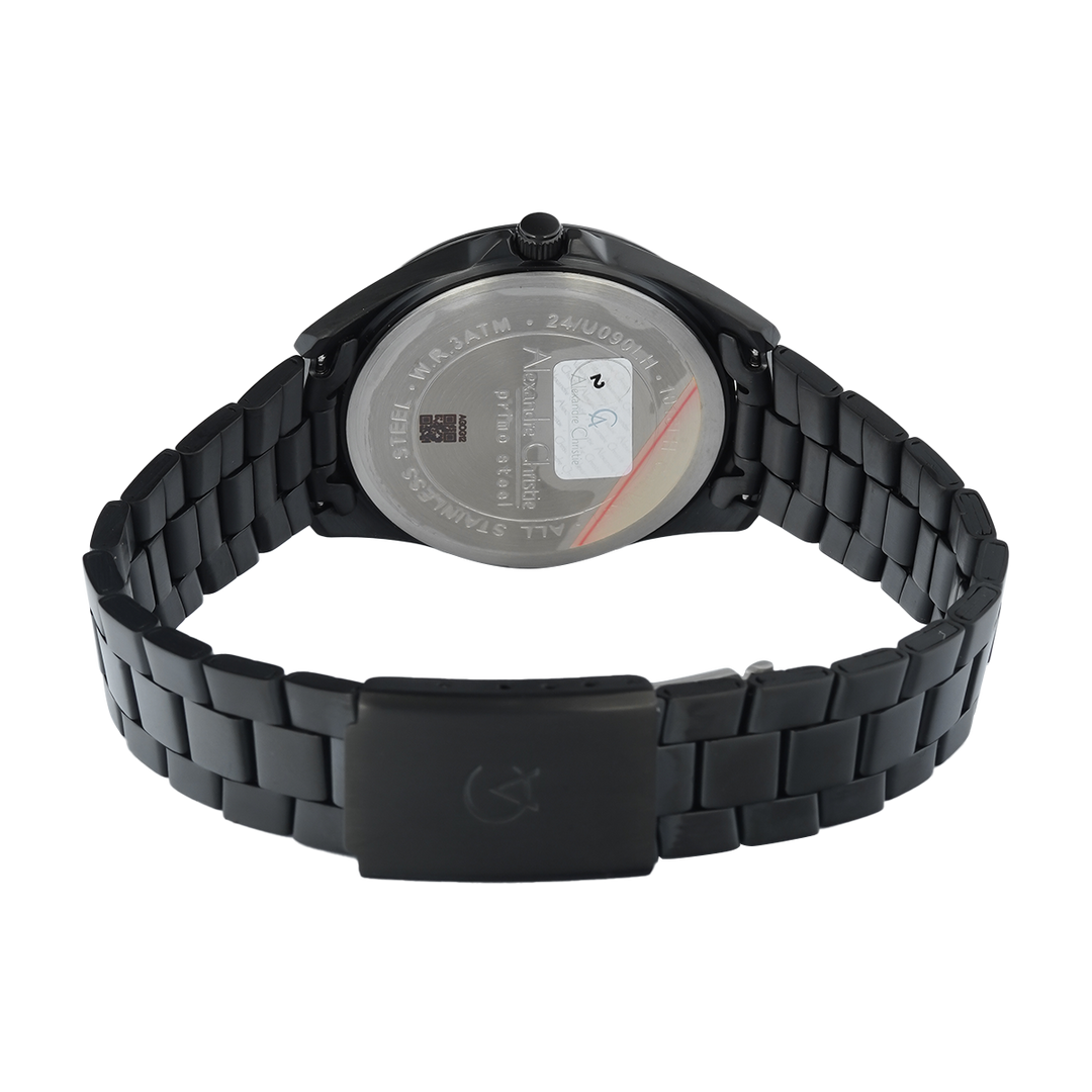 Jam Tangan Alexandre Christie Primo Steel AC 1018 LHBIPBARG Women Black Dial Black Stainless Steel Strap