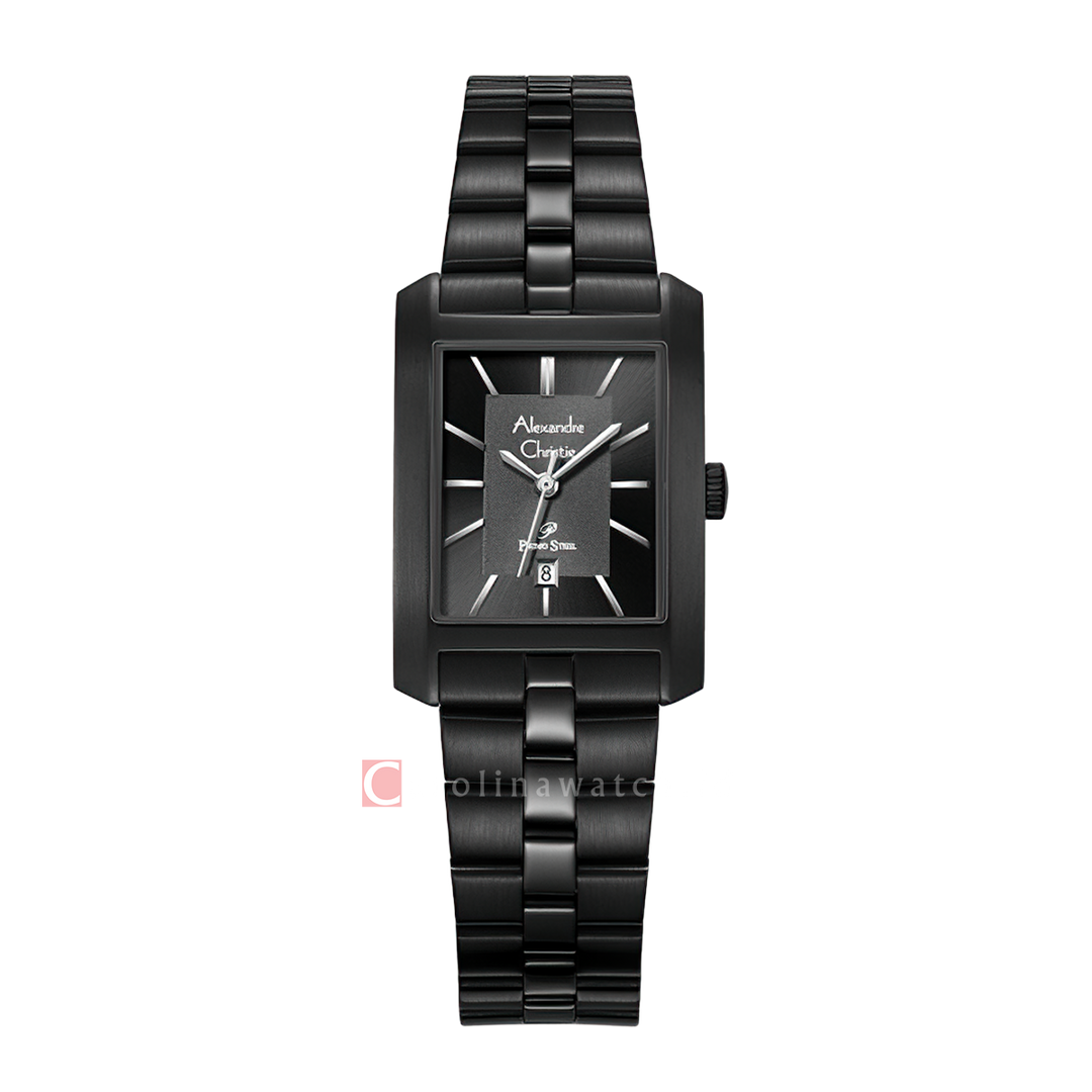 Jam Tangan Alexandre Christie Primo Steel AC 1019 LDBIPBA Women Black Dial Black Stainless Steel Strap