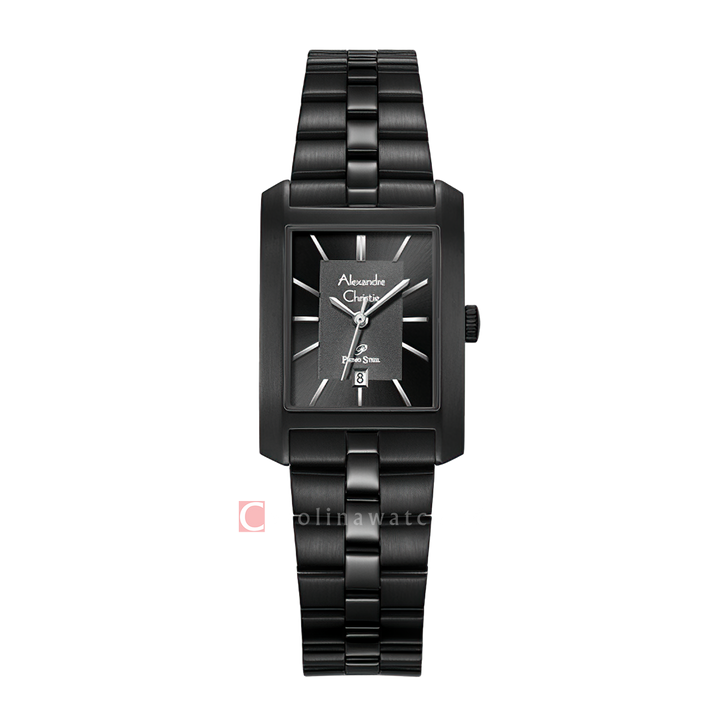 Jam Tangan Alexandre Christie Primo Steel AC 1019 LDBIPBA Women Black Dial Black Stainless Steel Strap