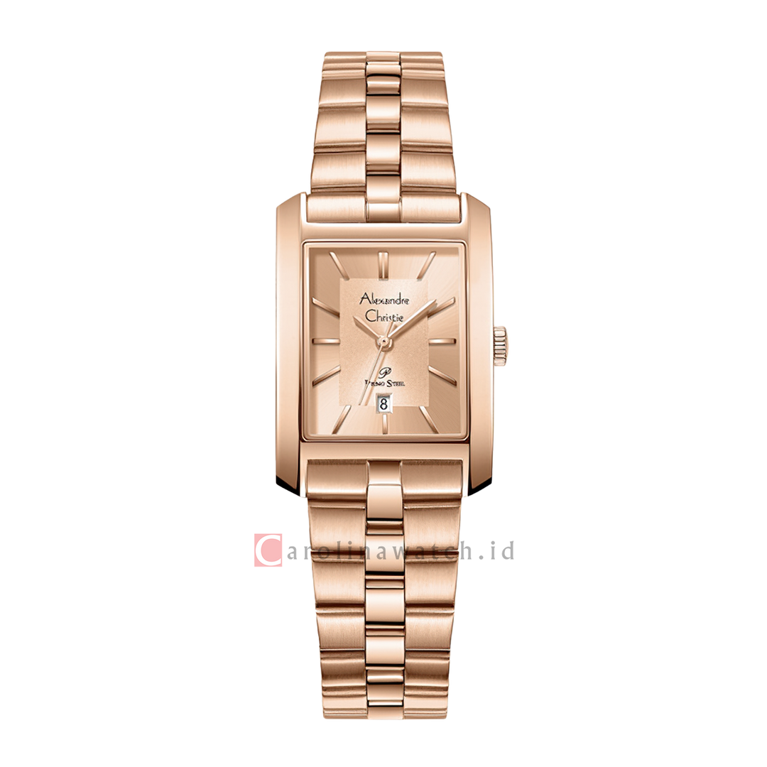 Jam Tangan Alexandre Christie Primo Steel AC 1019 LDBRGLN Women Rose Gold Dial Rose Gold Stainless Steel Strap