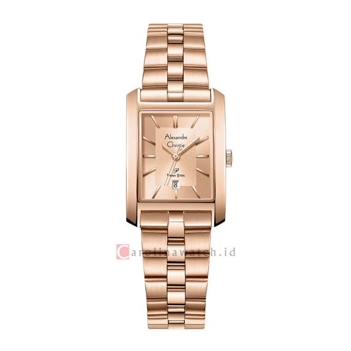 Jam Tangan Alexandre Christie Primo Steel AC 1019 LDBRGLN Women Rose Gold Dial Rose Gold Stainless Steel Strap