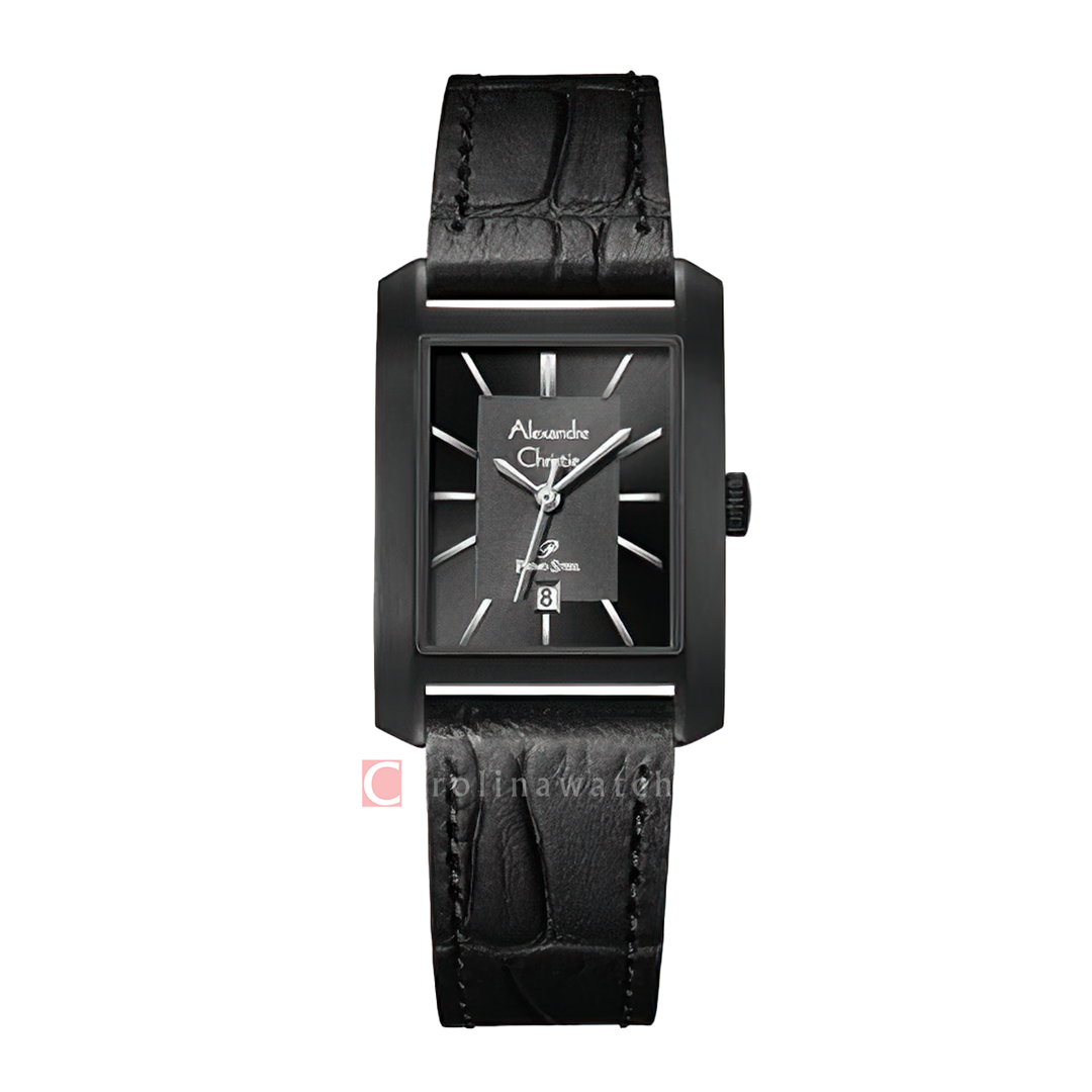 Jam Tangan Alexandre Christie Primo Steel AC 1019 LDLIPBA Women Black Dial Black Leather Strap