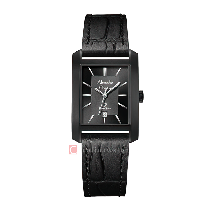 Jam Tangan Alexandre Christie Primo Steel AC 1019 LDLIPBA Women Black Dial Black Leather Strap