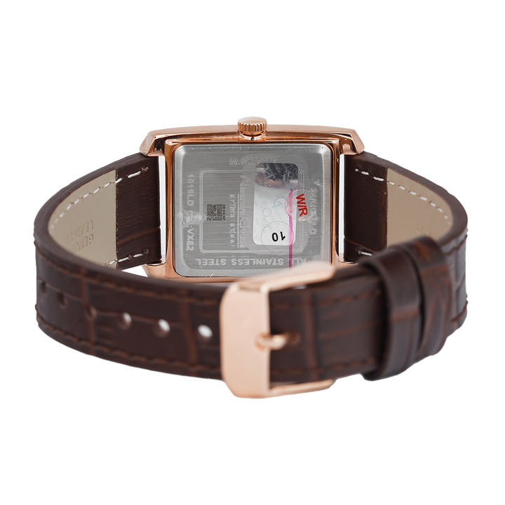 Jam Tangan Alexandre Christie Primo Steel AC 1019 LDLRGLN Women Rose Gold Dial Brown Leather Strap